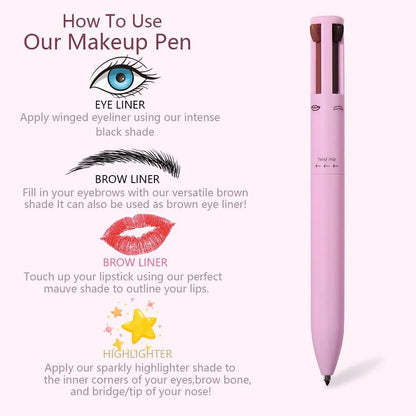 Touch Up Makeup Pen, 4 In 1 Makeup Pen, best eyeliner pencil, lip liner pencil, brow enhancer, highlighter, BellePen